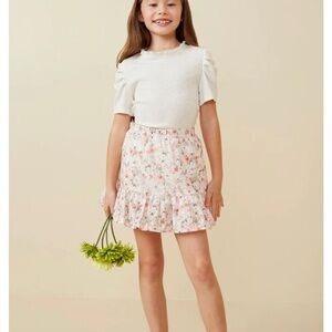 NWOT Hayden Girls Eyelet Embroidered Floral Ruffle Skirt Elastic Waist Size XL